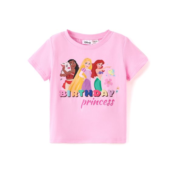 Camiseta Disney Princess Moana Rapunzel Ariel Birthday Girl