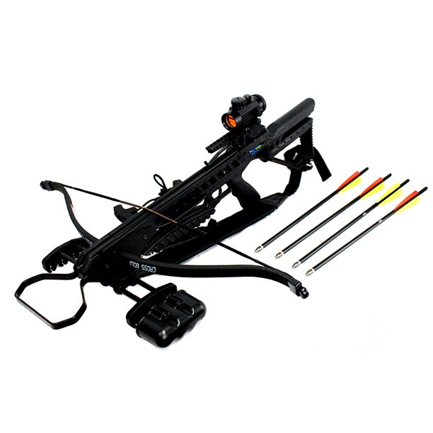 Man Kung Hunting 175 LBS Recurve Hunting Crossbow Package Black