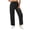 Black women wide leg cargo pants a1, variant on Cagogo Women Wide Leg Elastic Waist Pants with Pockets Casual Loose Long Cargo Trousers for Vacation Beach Travel Fashion Summer Clothes, Khaki L
