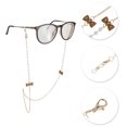 thumbnail image 3 of Unique Bargains 1 Pcs Mask Lanyard Eyeglasses Chain Bowknot Pearl Eyeglass Chain 27.56" Brown Gold Tone, 3 of 5