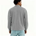 thumbnail image 4 of Mens Quarter Zip Pullover Stand Collar Corduroy Plus Size Sweatshirt No Hood Big and Tall Sweater Thermal Top Dark Gray M, 4 of 4