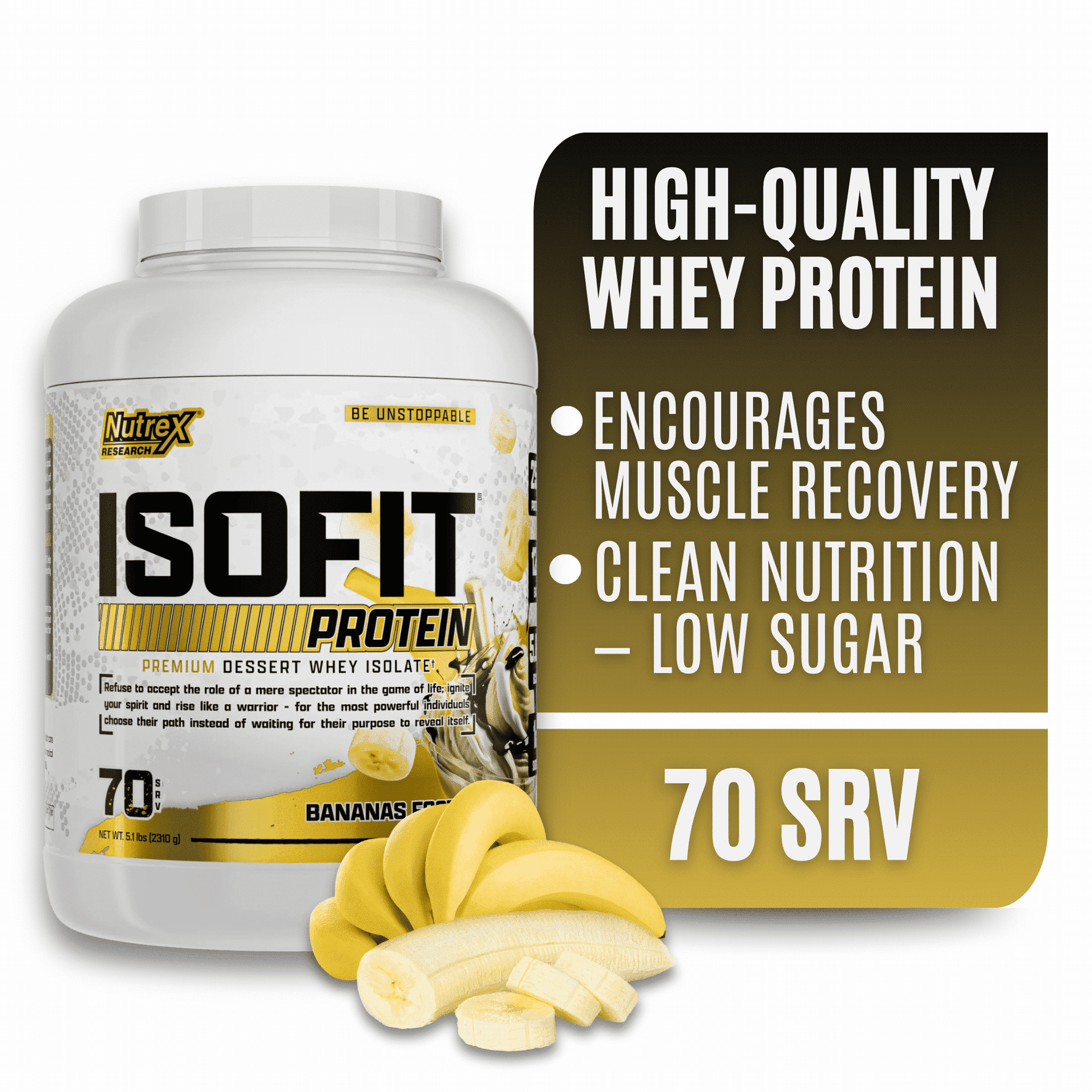 Nutrex IsoFit Banana Foster – 100% Whey Protein Isolate Powder for Lean Muscle, Recovery & Strength Support 70 Servings