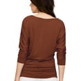 thumbnail image 5 of Made by Johnny Women's Boat Neck 3/4 Sleeve Draped Dolman Top with Side Shirring Premium Shirt S RUST, 5 of 6