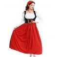 thumbnail image 3 of SWSMCLT Women's Bavarian Oktoberfest Dirndl Barmaid Bunched Billowy Breathable Cos Dresses A Line Dress Bell Sleeve Red Large, 3 of 5