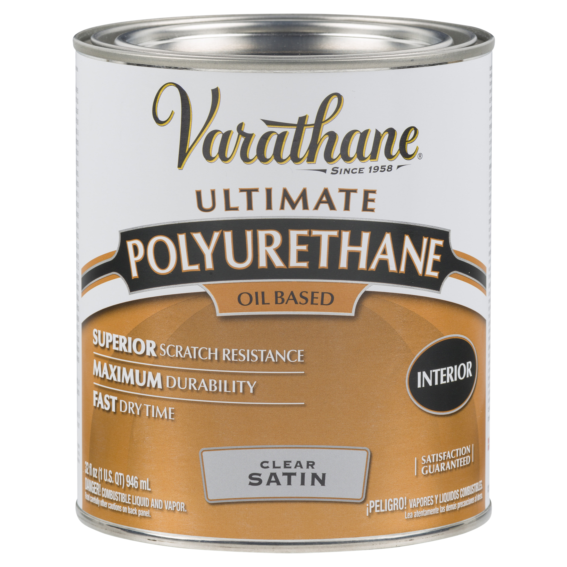 Clear, Varathane Satin Ultimate Polyurethane Oil-Based-9141H, Quart