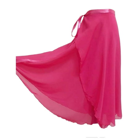 

URTERYSER Women Wrap Dance Skirt Girls Long Dance Skirt Ballet Wrap Skirt Dance Skate Over Scarf Skirt Dancewear Rose Red