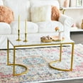 thumbnail image 3 of Household Essentials Half Moon Rectangular Coffee Table White Marble and Gold Metal, 3 of 6