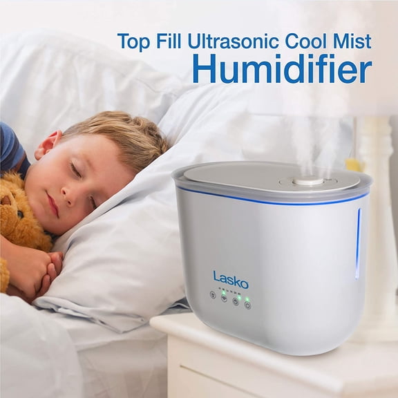 3.5 L Cool Mist Ultrasonic Humidifier, Top Fill, 18 Hour Run Time on Low, 3 Mist Settings, Auto-Off Timer, Aromatherapy Tray, Filter Free, White, UH250