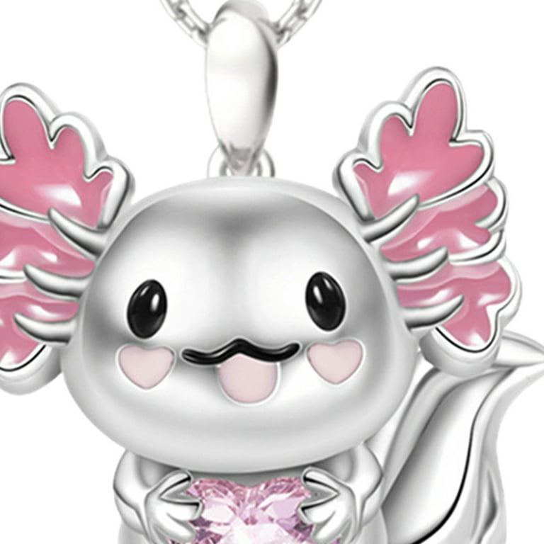 Sterling Silver Axolotl Charm Necklace on Adjustable Chain - Axolotl Jewelry