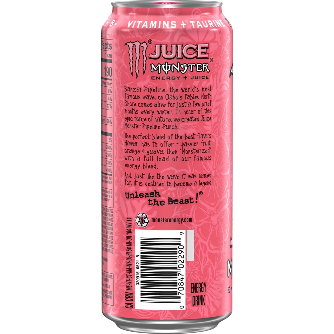 Monster Energy Juice Pipeline Punch, Juice + Energy Drink, 16 fl oz, 12-Pack