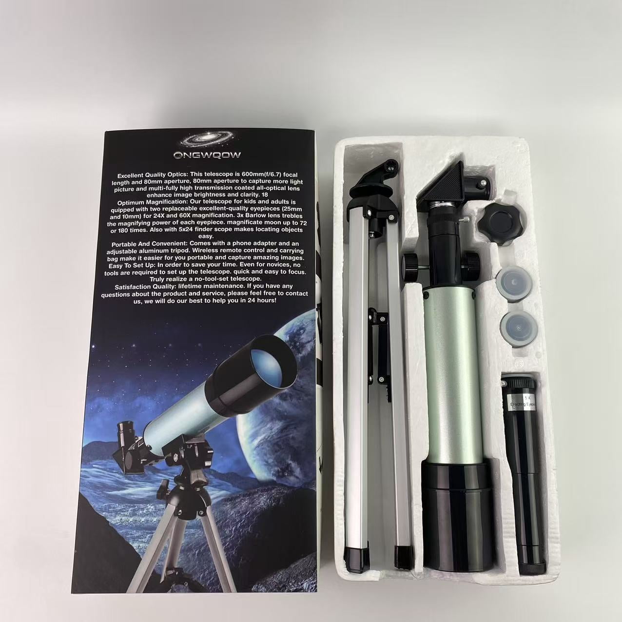 ONGWQOW Telescopes,Telescope 80mm Aperture 600mm - Astronomical Portable Refracting Telescope Fully Multi-coated High Transmission Coatings  Mount with Tripod Phone Adapter