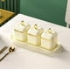thumbnail image 1 of Juego de especias de cerámica con tapa - Recipiente hermético para vinagre y aceite - Tarro para condimentos de cocina - 28 x 12 x 12 cm - Verde/Blanco/Gris, 1 of 7