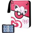 thumbnail image 1 of Trading Card Binder 4 Pockets - 400 Pockets Card Folder for Pokemo n with 50 Removable Sleeves Trading Card Holder with Zip Album - Pink, 1 of 4
