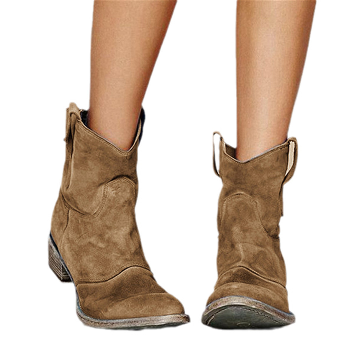 women leather low heel daily boots