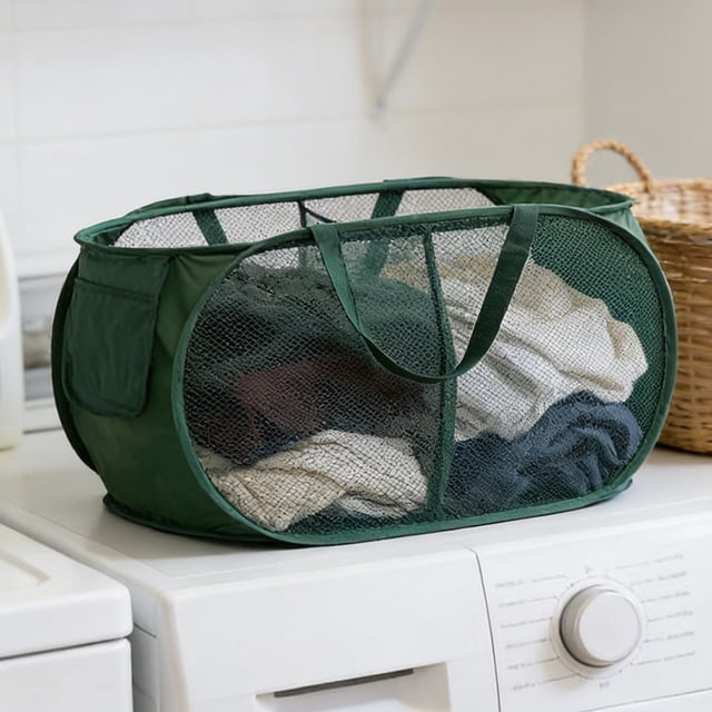 Birdeem Collapsible Laundry Hamper with 2 Compartments, Foldable Mesh Basket for Storage, Large Capacity 75L/120GAL