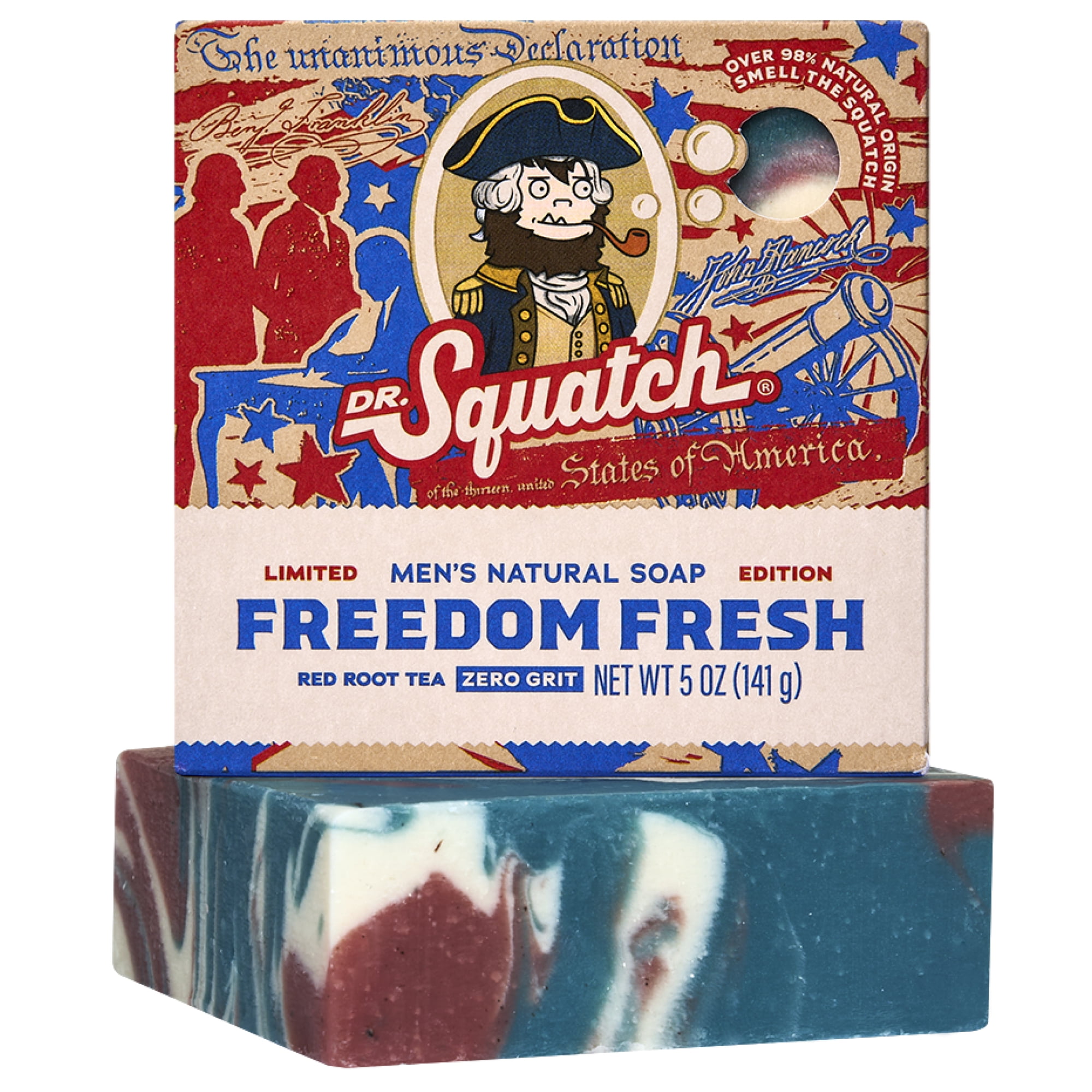 Dr. Squatch Mens Bar Soap, Natural Bar Soap for Men, Freedom Fresh, 5 Oz