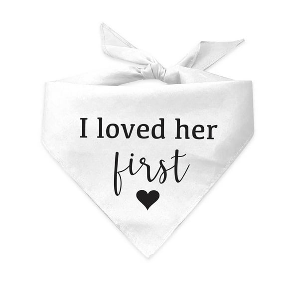 I Loved Her First (Black) Triangle Dog Bandana