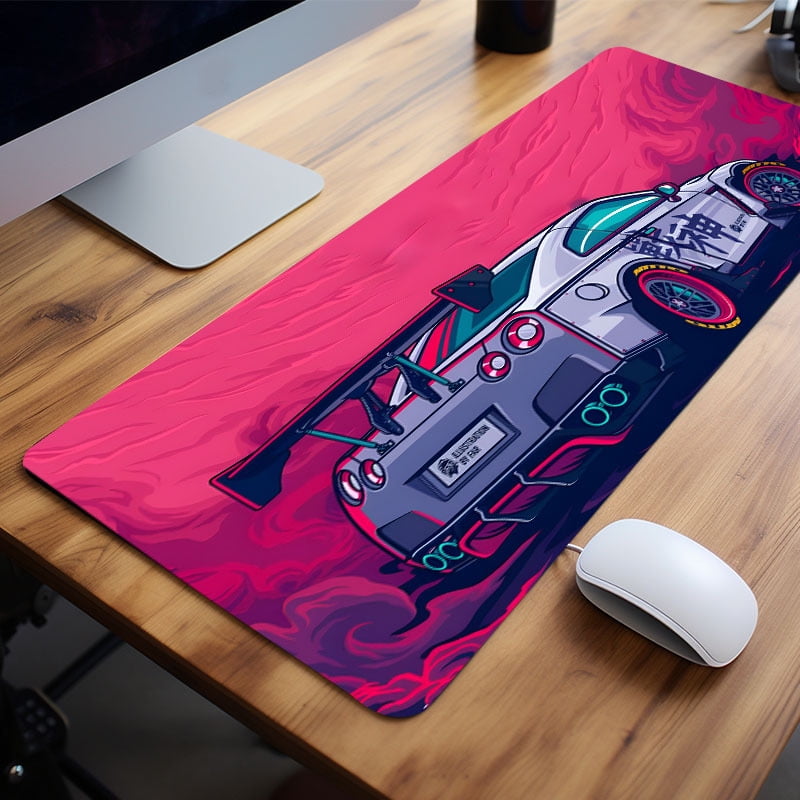 Cool Pink Racing Sports Car Large Gaming Mouse Pad - Non-Slip, Aesthetic Desk Mat For Gamers & Office Use - Perfect Birthday Gift For Teens, Friends, And Boyfriends