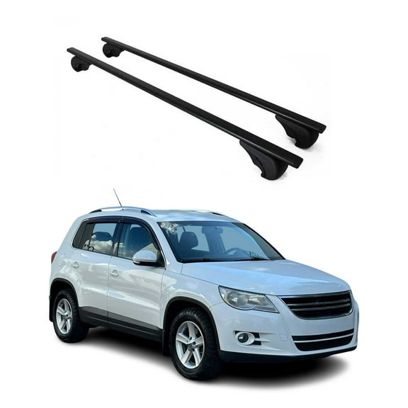 OMAC Roof Racks Cross Bars Luggage Carrier Durable for VW Tiguan 2009-2011 Black 2 Pcs Anti-Theft for Travel Kayak Canoe Surf Ski Snowboard Camping