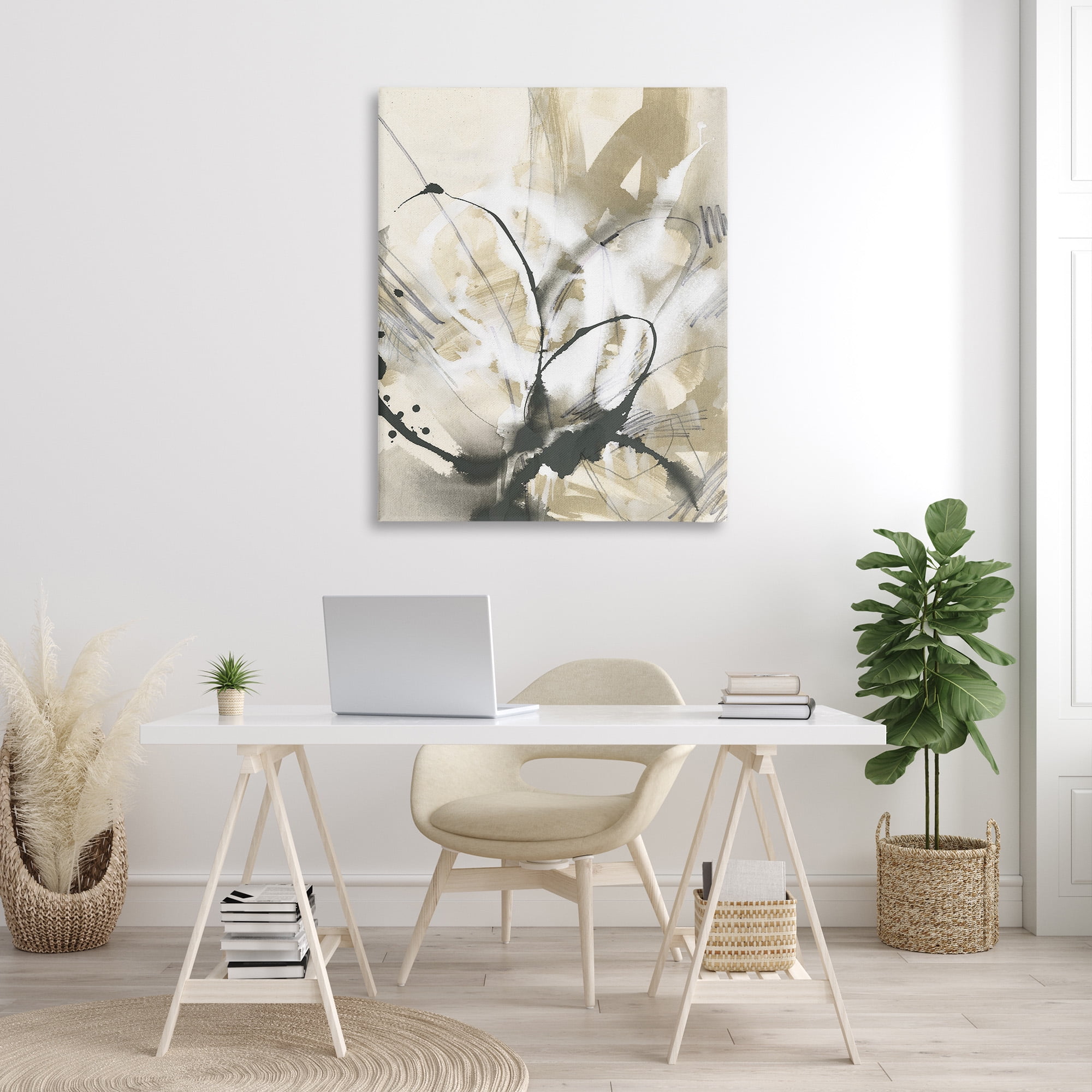 Stupell Industries Circular Complex Abstract Abstract Painting Gallery Wrapped Canvas Art Print Wall Art, 36 x 48