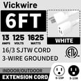 thumbnail image 2 of Cable de extensión Vockjour 16/3 blanco de 1,8 m, paquete de 2 unidades para interiores y exteriores, 2 of 7