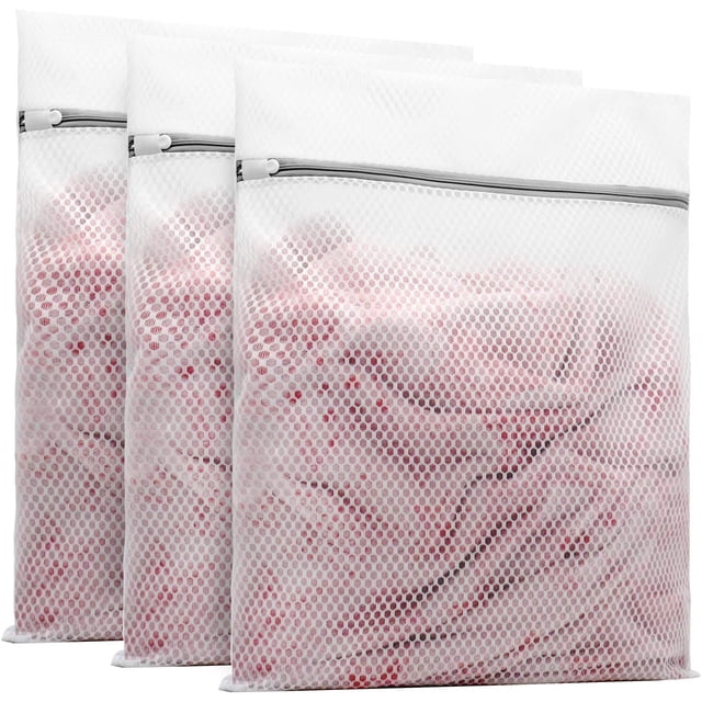 3 bolsas de lavandería duraderas de malla de panal para ropa delicada (1 grande de 16 x 20 pulgadas, 1 mediana de 12 x 16 pulgadas, 1 pequeña de 9 x 12 pulgadas)