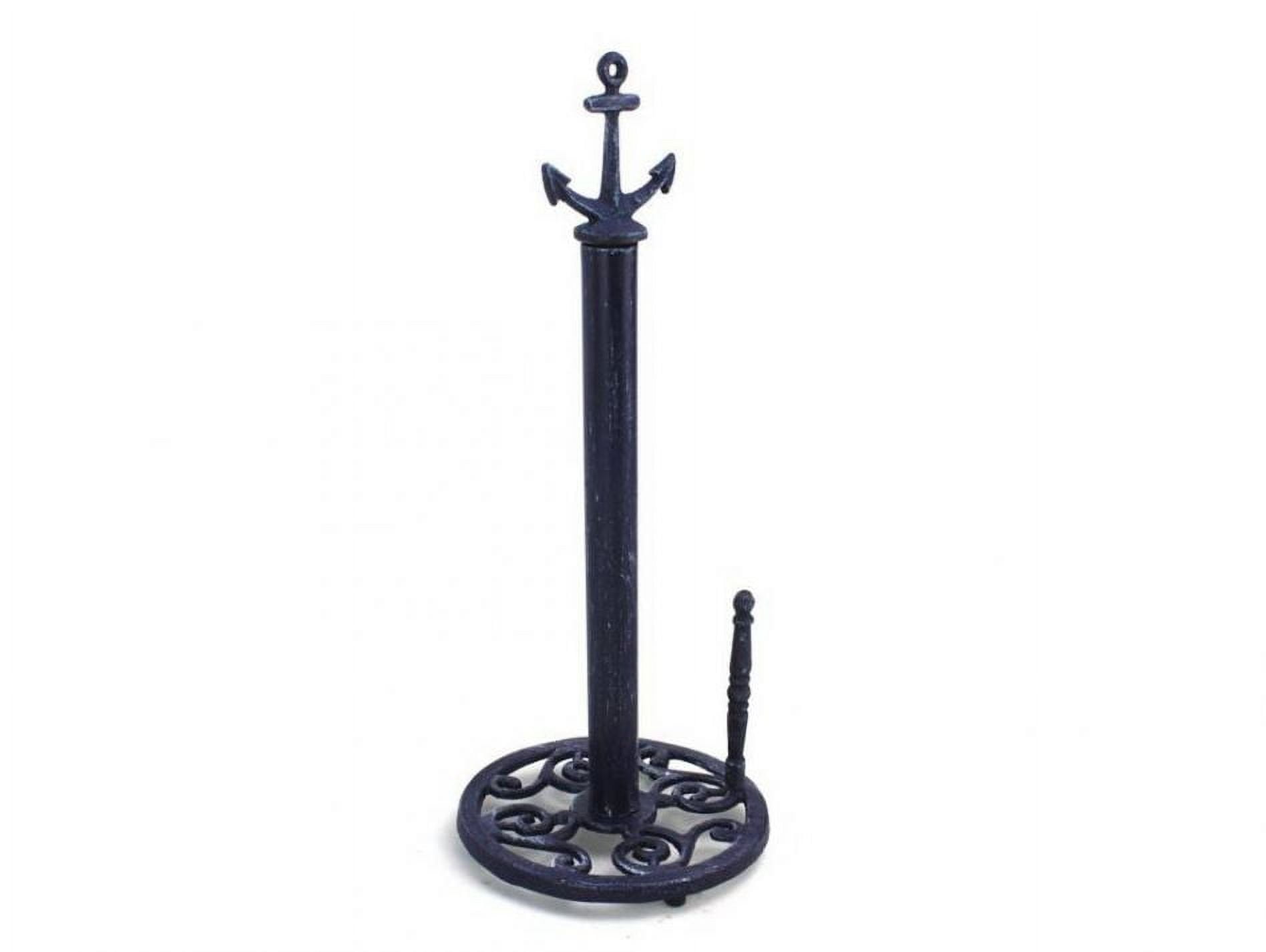Hampton Nautical Rustic Dark Blue Anchor Paper Towel Holder 16" Decoration-Vintage Cast Iron