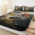 thumbnail image 3 of Castle Fairy Safari Eagle Twin Sheet Sets 3pcs for Boys Girls,USA Flag Twin Fitted Sheet Microfiber,Vintage Aesthetic Breathable Flat Sheet,Super Cozy Room Decor, 3 of 7