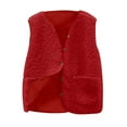 thumbnail image 2 of IMENGL Autumn Winter solid color lamb wool cotton vest pockets, Red 3XL, Size M-5XL, 2 of 4