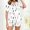 White, variant on SwiftWear Women's Summer Vintage Print Button. Pajama Set 2 Piece- Retro Collar Short Sleeve Top & Shorts Cozy Loungewear