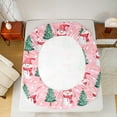 thumbnail image 5 of Manfei Girls Snowman Twin Sheet Sets 3 Pieces, Merry Xmas Christmas Tree Twin Fitted Sheet, Pink Green Flat Sheet, Microfiber Bedroom Decor, 5 of 7