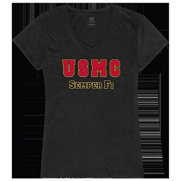 Rapid Dominance USMC Graphic V-Neck T-Shirts, Black - Medium