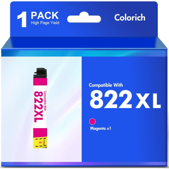 822XL Ink Cartridges 1 pack Magenta Compatible for Epson 822 822 XL 822XL Printer Ink for WorkForce Pro WF-3820 WF-4820 WF-4830 WF-4833 WF-4834 WF-3823