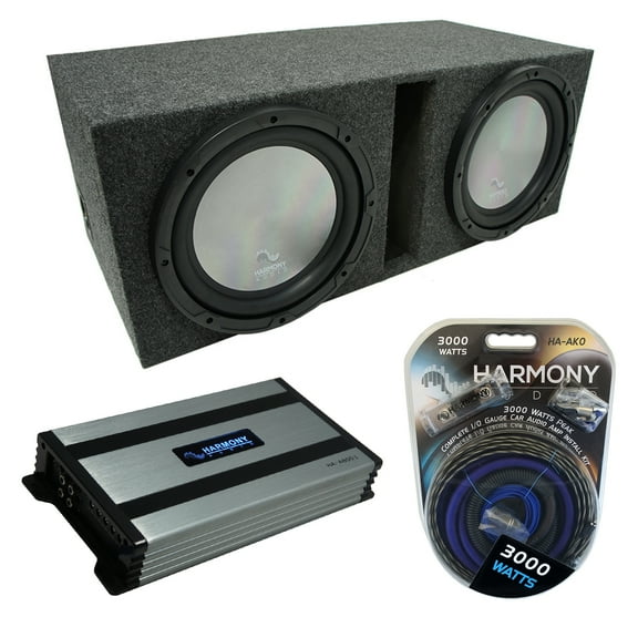 Universal Car Stereo Vented Port Dual 12" Harmony A122 Sub Box & HA-A800.1