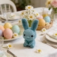thumbnail image 6 of EDhome Knitted Easter Bunny Ornaments, Soft Handwoven Knit Rabbit Figurine, Exquisite Detail Cute Knitted Decor for Easter Home & Tabletop Stylish Ambiance Decoration, Blue, 6 of 6