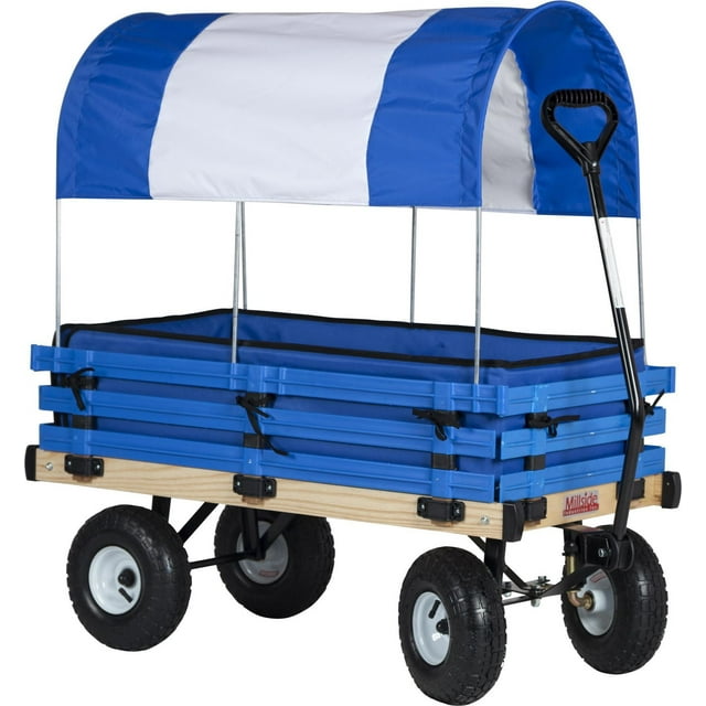 Millside wood Covered wagon blue and white 20" x 38"
