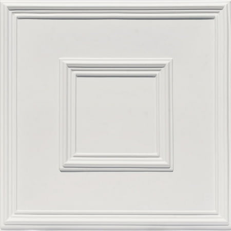 Town Square 2 Ft X 2 Ft Pvc Glue Up Or Lay In Ceiling Tile In White Matte