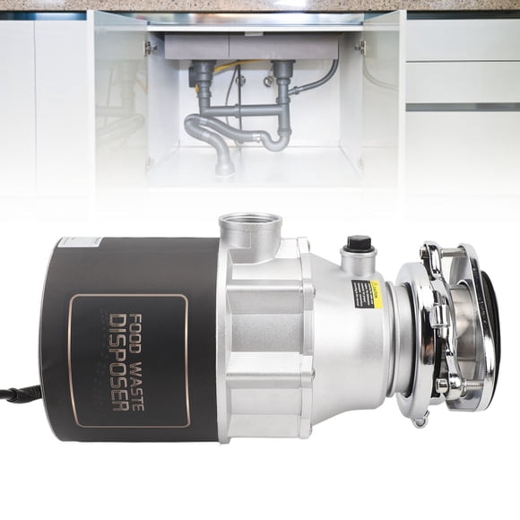 Continuous Feed Food Waste Disposer Stainless Steel, Grind Soft Fruit Scraps, Fibrous Celery, Corn Cobs, Vortex Booster System, Overload , 3800r / Min Speed
