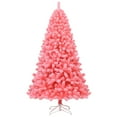 thumbnail image 1 of Costway 7.5ft Snow Flocked Hinged Artificial Christmas Tree w/ Metal Stand Pink, 1 of 10