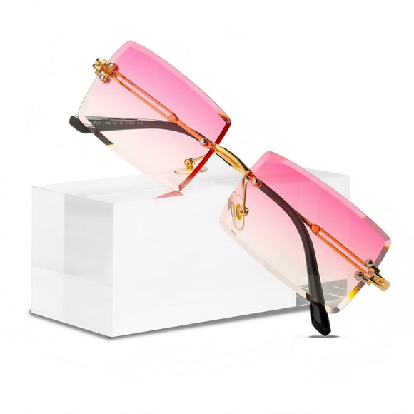 Lentes de Sol Canoazo Rectangulares Sin Montura con Lente Rosa Degradado