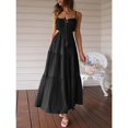 thumbnail image 2 of Summer Women Thin Shoulder Strap Sleeveless Side Slit Dress Bohemian Flowing Long Skirt, 2 of 5