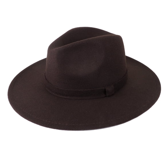 Brown Fedora Panama Upturn Wide Brim Cotton Blend Felt Hat