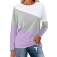 thumbnail image 2 of Pxiakgy Vente Chaude!! Hauts à Blocs de Couleur pour Femmes Tunique à Manches Longues Décontractée Col Rond Pull Chemises à Blocs de Couleur pour Femmes Hauts à Manches Longues Décontractés Col Rond Pull Violet TTG, 2 of 7