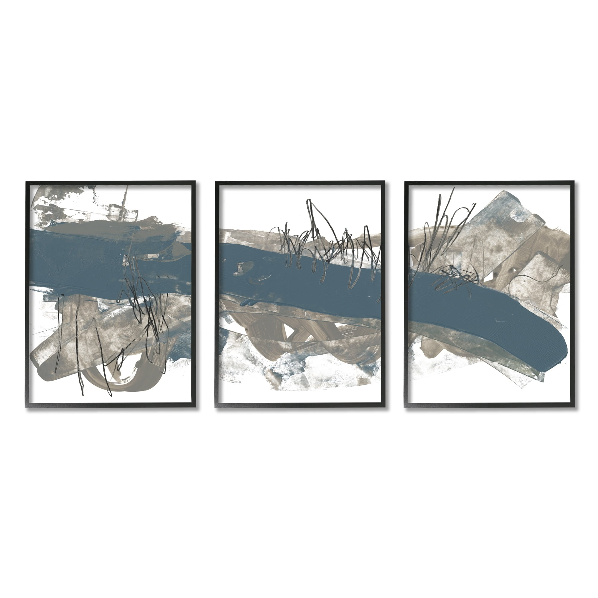 Stupell Industries Abstract Line Painting Bold Blue Busy Grey Movement, 24 x 30,Design by Jennifer Goldberger