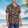 thumbnail image 3 of Fuzoiu Colorful Pineapples1 Print Hawaiian Shirt for Men, Summer Beach Casual Short Sleeve Button Down Shirts, Men’s Beach Summer Shirts with Pocket,3X-Large, 3 of 7