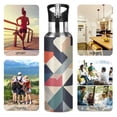thumbnail image 7 of Yayeee 20oz Insulated Water Bottle Double Wall Stainless Steel with Flip Straw Lid, Geometric Pattern, 7 of 7