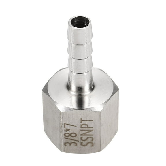 Uxcell 1pcs Stainless Steel Barbed Fitting 3/8" NPT Female to 1/4" Hose ID for Home Brew Pipe Fitting Direct Thread Connector Durable Construction