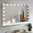thumbnail image 6 of 32x24 Inch Lighted Makeup Mirror with Remote Control Ultra Thin 0.6 Aluminum Frame Hollywood Vanity Mirror 18 LED Bulbs Adjustable Lighting Magnetic Phone Holder, 6 of 8