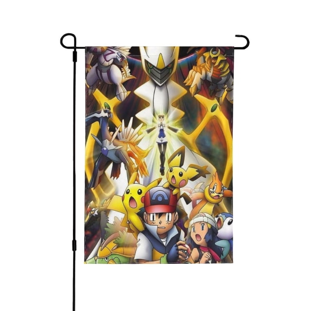 Bandera de jardín de temporada de Pikachu, bandera de patio de doble cara, bandera navideña para decoraciones navideñas al aire libre