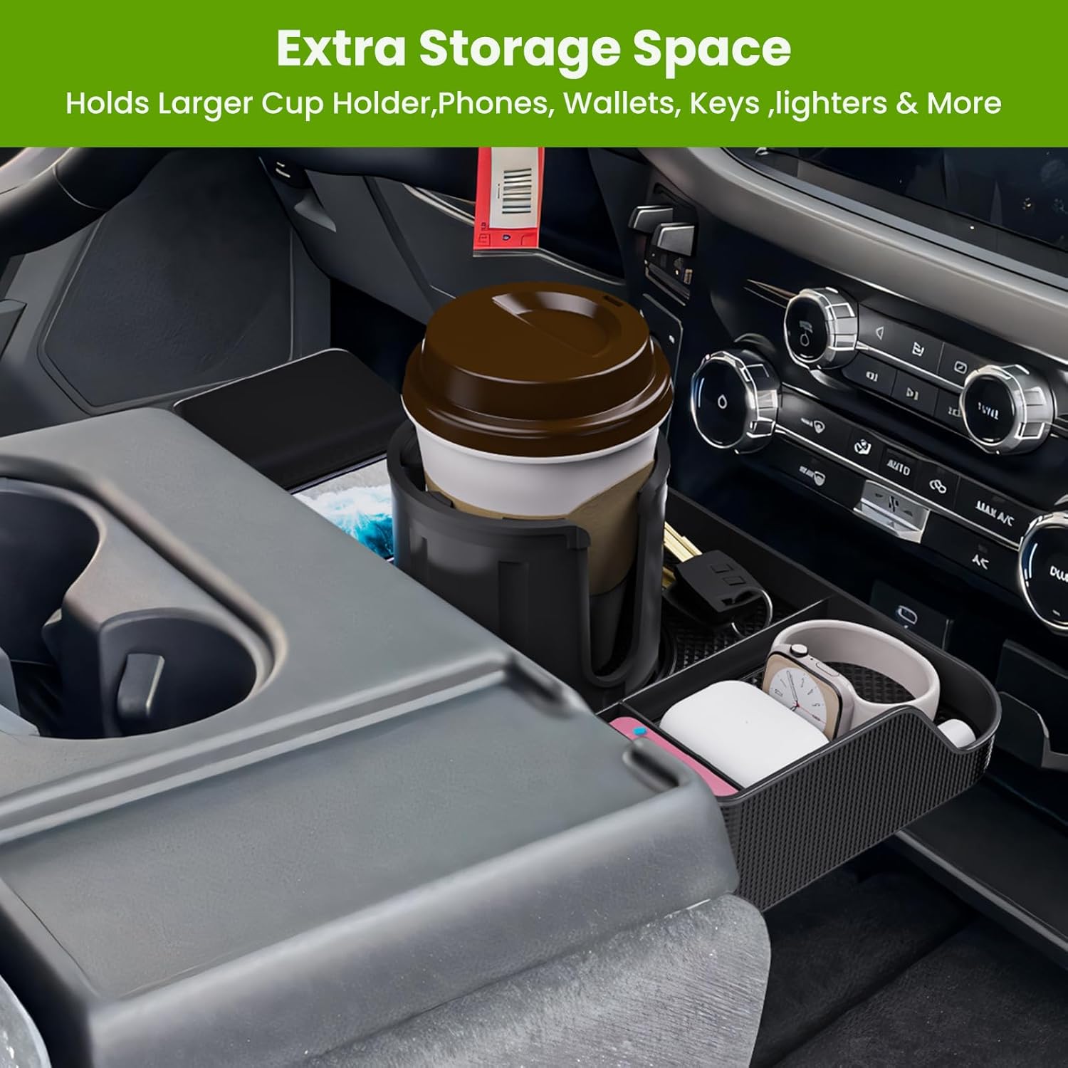Jump Seat Only Headrest Organizer for Ford F-Series 2011-2025, Front Center Seat Tray Container with Cup Holder, Durable Storage Box for F150, F250, F350 & F450+